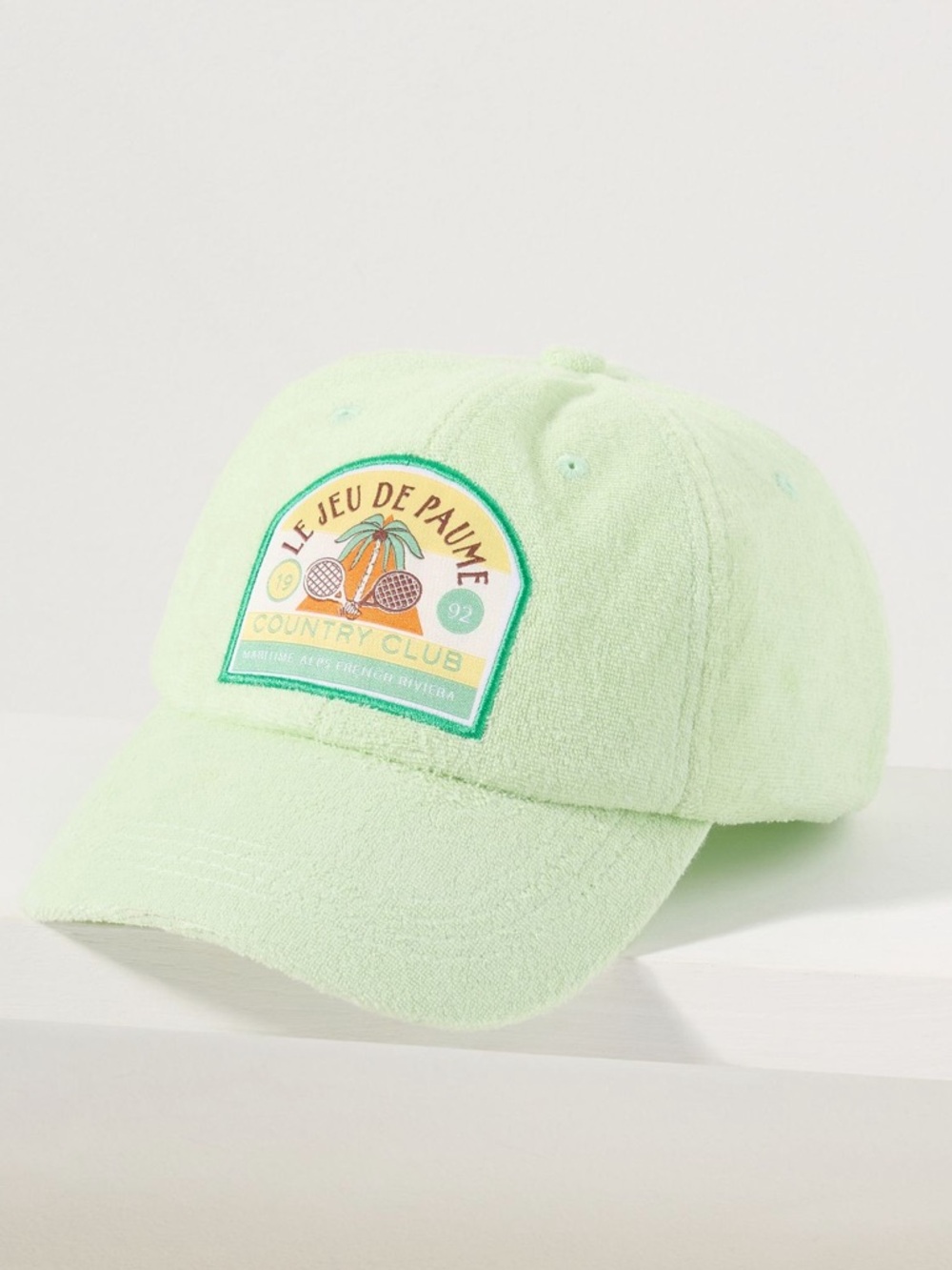 Anthropologie Le Jeu De Paume Country Club Patch Cap Mint Green 23” Crown NEW